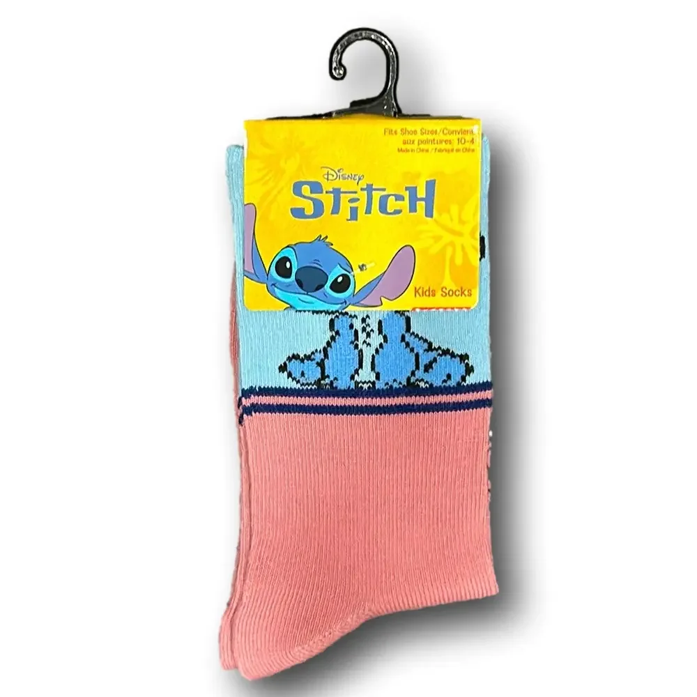 Kids Disney Stitch & Angel Funny Novelty Crew Socks - NWT